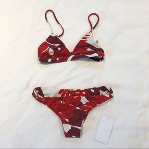 MIKOH red bikini set in Vintage Tahiti Lehua